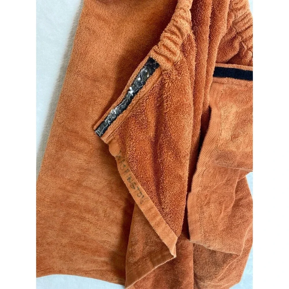 Vintage Terry Cloth Spa Wrap with Pocket Custom Monograms Burnt Orange 80's